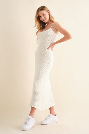 Knot your Girl Sweater Maxi Dress in White